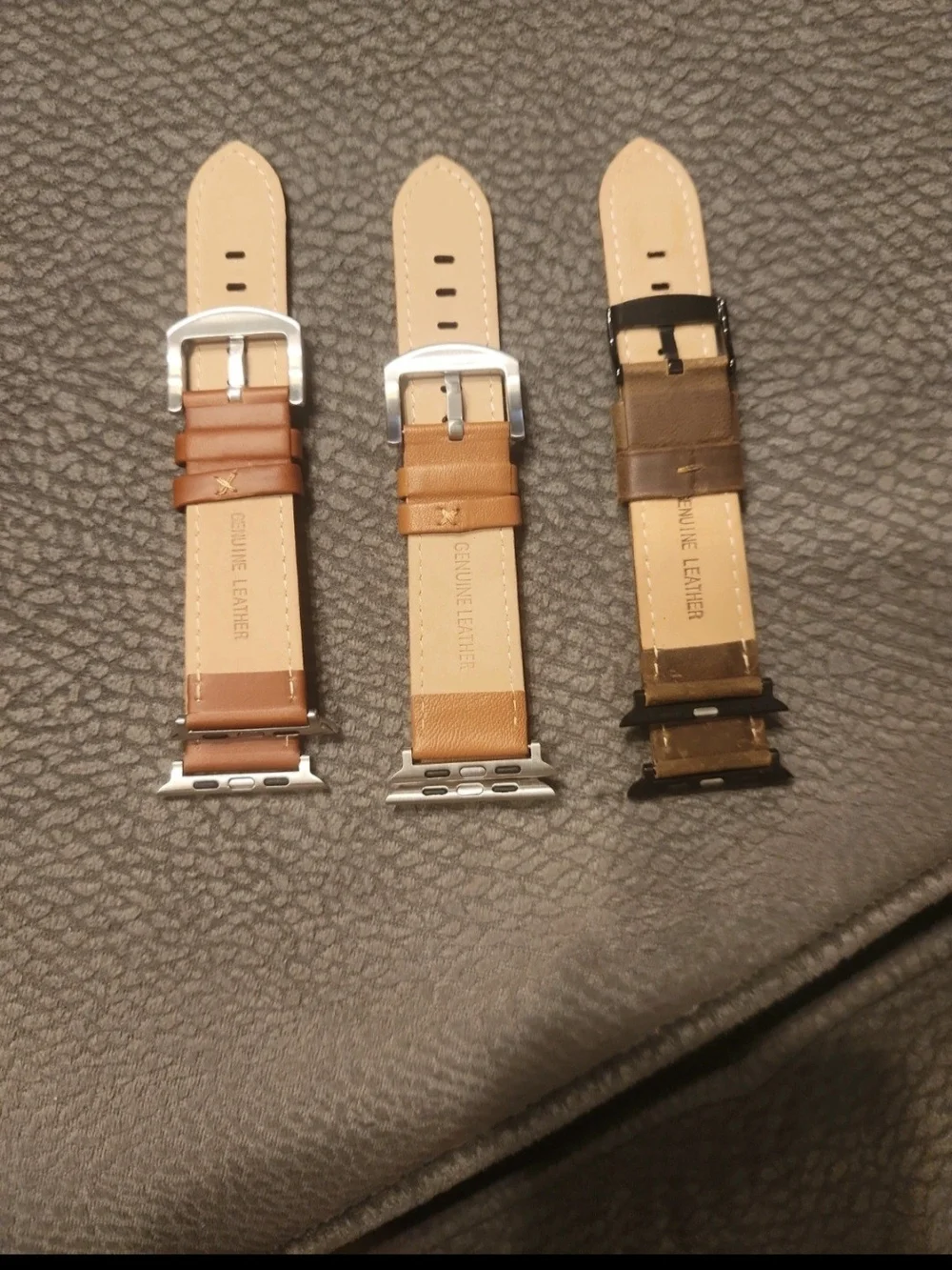 Set of 3 Leather Watch Bands - Brown, Tan, Olive